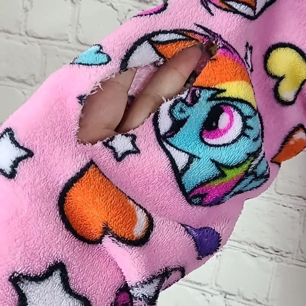 🚨 FLAW - My Little Pony Pink Plush Bath Robe Girls Fuzzy Bathrobe Fabric Piece